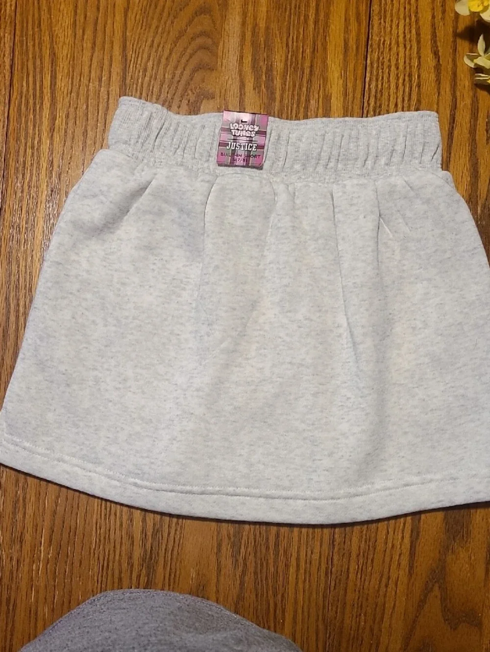 Justice NWT Light Grey Tweety Drawstring Skirt with Logo - 7/8